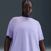 Nike One Relaxed жіноча Dri-FIT Short-Sleeve Top (великі розміри) колір фіолетовий