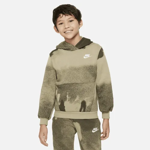 Nike Sportswear Club Fleece Big детские Pullover Толстовка с капюшоном цвет зеленый