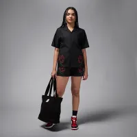 Nike Jordan жіноча Short-Sleeve Woven Top колір чорний