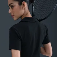 NikeCourt Heritage женская Short-Sleeve Cropped Tennis Polo цвет черный