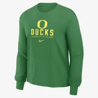 Oregon Ducks Primetime University Boxy женская Nike College Long-Sleeve футболка цвет зеленый