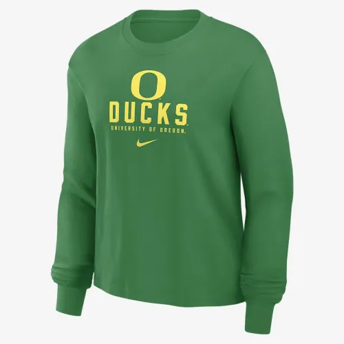 Oregon Ducks Primetime University Boxy женская Nike College Long-Sleeve футболка цвет зеленый