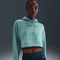 Nike Pro женская Therma-FIT Fleece Толстовка с капюшоном цвет зеленый