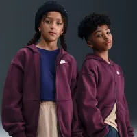 Nike Sportswear Club Fleece Big детские оверсайз Full-Zip Толстовка с капюшоном цвет красный