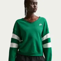 Nike Sportswear Club Fleece женская оверсайз V-Neck свитшот цвет зеленый