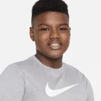 Nike Dri-FIT Big детские (для мальчиков) тренировочные футболка (Extended Size) цвет серый