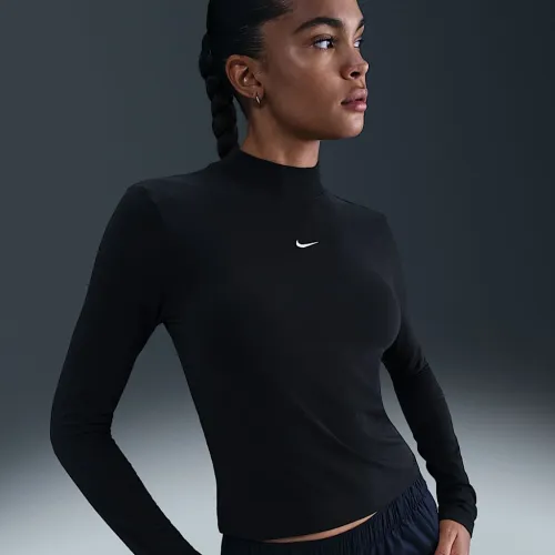 Nike Sportswear Chill Knit жіноча Slim Long-Sleeve Mock-Neck футболка колір чорний