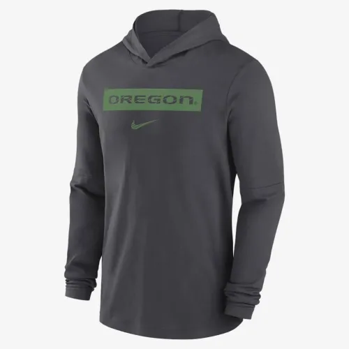 Oregon Ducks Sideline мужские Nike Dri-FIT College Long-Sleeve Hooded Top цвет серый