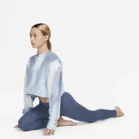 Nike Yoga Luxe Women's Cropped Crew-Neck Fleece Sweatshirt Blue