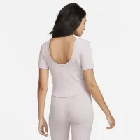 Nike Sportswear Chill Knit жіноча Tight Scoop-Back Short-Sleeve Mini-Rib Top колір фіолетовий