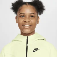 Nike Sportswear Tech Fleece Big детские (Girls') Full-Zip Толстовка с капюшоном (Extended Size) цвет зеленый