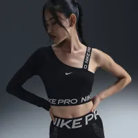 Nike Pro Shine жіноча Dri-FIT Asymmetrical Cropped Top колір чорний