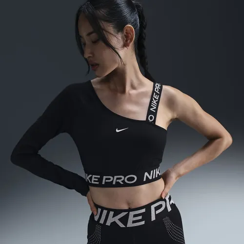 Nike Pro Shine жіноча Dri-FIT Asymmetrical Cropped Top колір чорний