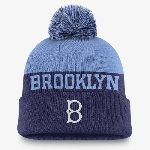 Brooklyn Dodgers Rewind Peak мужские Nike MLB Cuffed Pom Beanie синий