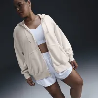 Nike Sportswear Phoenix Plush женская оверсайз Cozy Fleece Full-Zip Толстовка с капюшоном (большие размеры) цвет коричневый