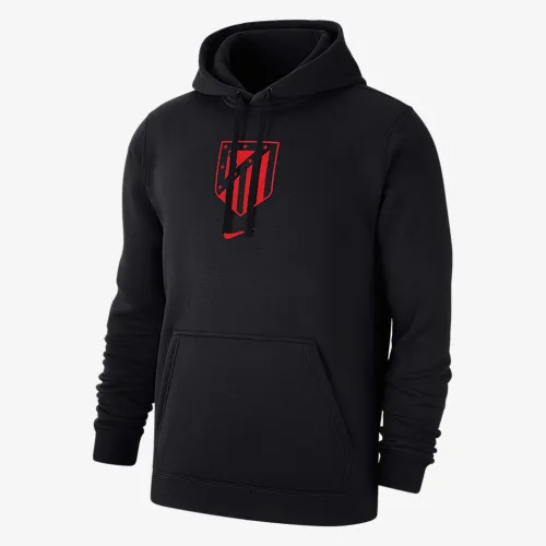 Atlético Madrid Club мужские Nike Soccer Fleece Pullover Толстовка с капюшоном цвет черный