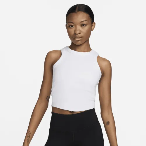 Nike One Fitted жіноча Dri-FIT Cropped Tank Top колір білий