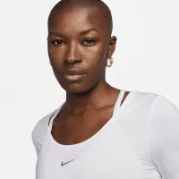 Nike One Classic жіноча Dri-FIT Short-Sleeve Cropped Twist Top колір білий
