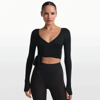 NikeSKIMS Stretch Knit женская Long-Sleeve Wrap Top цвет черный