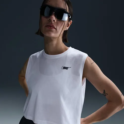 Nike Sportswear Club жіноча Sleeveless Cropped Graphic футболка колір білий