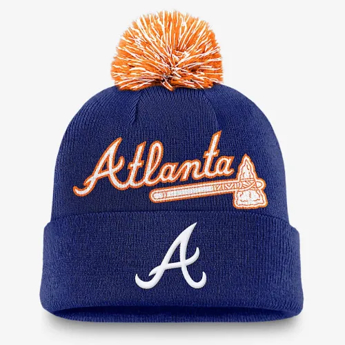 Atlanta Braves Peak чоловічі Nike MLB Cuffed Pom Beanie блакитний