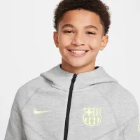 FC Barcelona Tech Fleece Big детские (для мальчиков) Nike Soccer Full-Zip Толстовка с капюшоном цвет серый