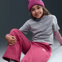 Nike Sportswear Club Fleece Girls' Wide-Leg Pants колір фіолетовий