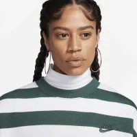 Nike Sportswear Phoenix Fleece женская Over-оверсайз Striped Crew-Neck свитшот цвет зеленый