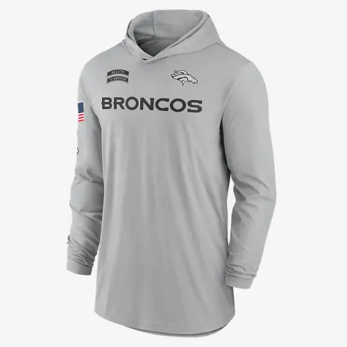 Denver Broncos Salute to Service Edge Mascot Lockup Men’s Nike Dri-FIT NFL Long-Sleeve Hooded Top цвет серый