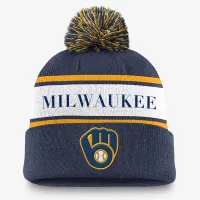 Milwaukee Brewers Team Stripe Peak чоловічі Nike MLB Cuffed Pom Beanie блакитний