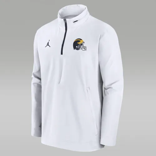Michigan Wolverines Sideline Coach чоловічі Nike College 1/2-Zip Hooded Куртка колір білий