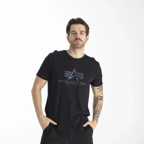 Футболка Alpha Industries Basic T Rainbow Ref 100501RR03 -  Черная