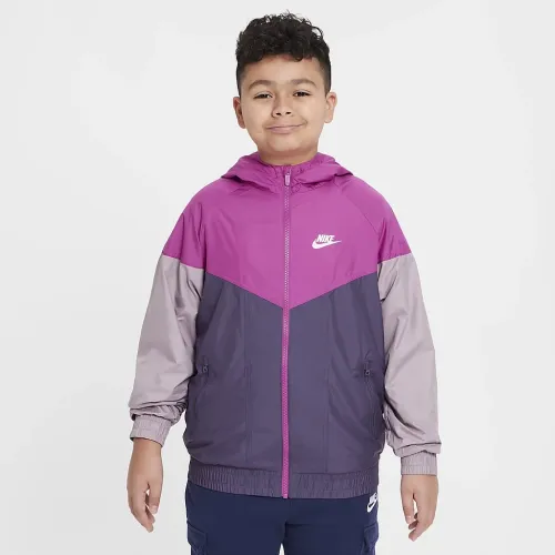 Nike Sportswear Windrunner Big детские Hooded Repel Куртка (Extended Size) цвет фиолетовый