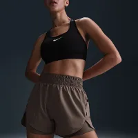 Nike One женская Dri-FIT 2-in-1 шорты цвет коричневый