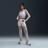 Nike Zenvy Sheer женская Gentle-Support С высокой Талией Full-Length Pants цвет коричневый