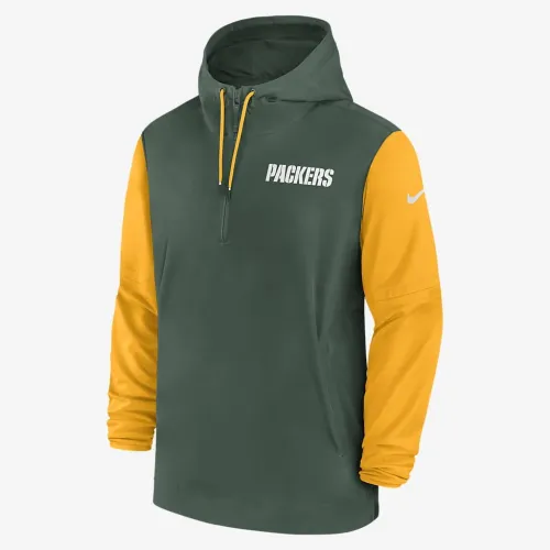 цвет зеленый Bay Packers Sideline Pre-Game Player мужские Nike NFL 1/2-Zip Hooded Куртка цвет зеленый