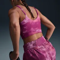 Nike One Convertible жіноча Light-Support Lightly Lined Longline Printed Sports Bra колір фіолетовий