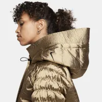 Nike Sportswear Swoosh Puffer Shine PrimaLoft® женская Therma-FIT оверсайз Hooded Куртка цвет коричневый
