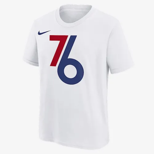 Philadelphia 76ers Essential City Edition Big дитячі Nike NBA футболка колір білий