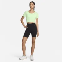 Nike One Classic жіноча Dri-FIT Short-Sleeve Cropped Twist Top колір зелений