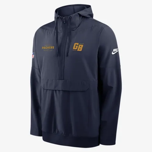 цвет зеленый Bay Packers Alt Option Route Anorak мужские Nike NFL 1/2-Zip Hooded Куртка синий