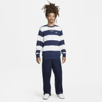 Nike Club Fleece мужские Striped Heavyweight French Terry Crew синий
