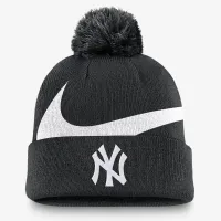 New York Yankees Peak чоловічі Nike MLB Cuffed Pom Beanie колір чорний