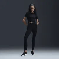Nike Zenvy Rib женская Gentle-Support С высокой Талией 7/8 лосины цвет черный