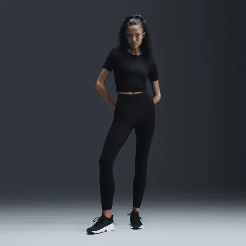 Nike Zenvy Rib женская Gentle-Support С высокой Талией 7/8 лосины цвет черный