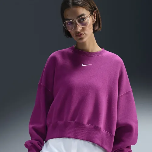 Nike Sportswear Phoenix Fleece женская Over-оверсайз Crew-Neck свитшот цвет фиолетовый