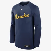 Milwaukee Brewers Authentic Collection Game Time мужские Nike Dri-FIT MLB Pullover Crew синий