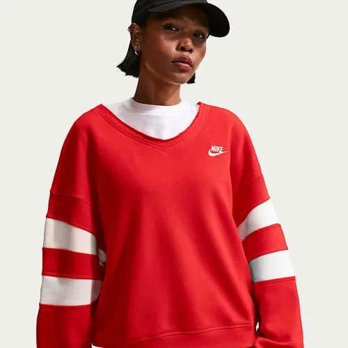 Nike Sportswear Club Fleece женская оверсайз V-Neck свитшот цвет красный