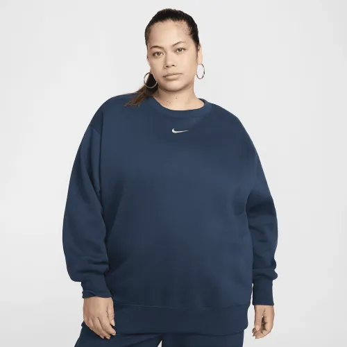 Nike Sportswear Phoenix Fleece женская оверсайз Crew-Neck свитшот (большие размеры) синий