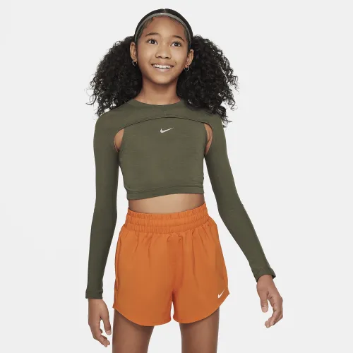 Nike Girls' Dri-FIT Long-Sleeve Top цвет зеленый